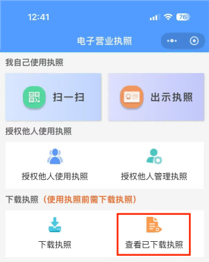 查看已下载执照